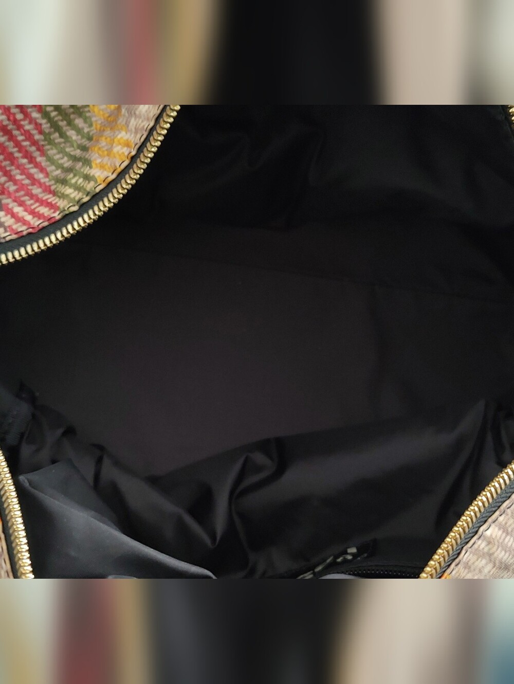 Plaid Multicolor Tote Bag with Gold Accents L.a.m.b - Picture 8 of 14